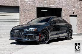 Audi Rs3 With Aftermarket Wheels Black Audi Audi Rs3 Audi Sedan