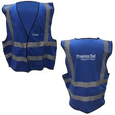 We offer both plain blue mesh vests; Blue Safety Vests From Progress Rail