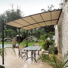 toile beige pour tonnelle adossee 3x4m vision maison facile idee amenagement jardin decoration de terrasse exterieure idees pergola