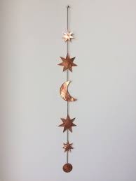 Stars And Moons Wall Decor Wall Hanging Brass Bohemian Wall Etsy In 2021 Bohemian Wall Art Moon Decor Gold Home Decor