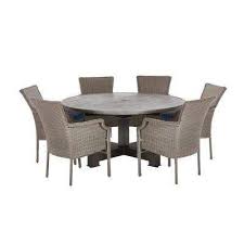 Grayson Ash Gray 7 Piece Wicker Round Outdoor Dining Set With Cushions Included Choose Your Own Color Round Patio Table Round Outdoor Dining Table Furniture