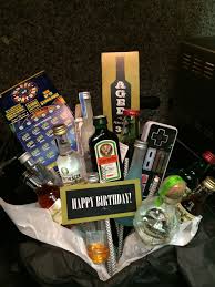 30th Birthday Gift Ideas For Brother Made My Brother A Gift Basket Full Of Small Alcohol Bottles Scratchers And Candy For His 30th Birthday 30th Birthday 30th Birthday Gifts Birthday Gift Ideas