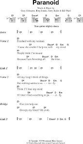Paranoid Black Sabbath Chords And Lyrics Guitar Chords And Lyrics Black Sabbath Lyrics Lyrics And Chords