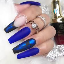 Black And Blue Nail Designs Coffin Nails Ideas For Enchanting Look Naildesignsjournal Com Blue Coffin Nails Coffin Nails Designs Blue Nails