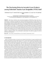 28 mac 2010 tugasan : Pdf The Purchasing Behavior Towards Green Products Among Politeknik Tuanku Syed Sirajuddin Ptss Staff Abd Rahman Yaacob Academia Edu