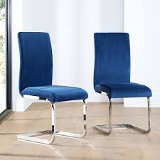 Velvet dining chair is chic around the table, also handsome at a desk. Perth Blue Velvet Dining Chair Chrome Leg Furniture And Choice