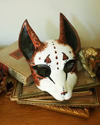 Fancy Brown And White Fox Mask By Nondecaf On Deviantart Fox Mask Wolf Mask Kitsune Mask