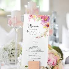 Ihre hochzeit ist geplant und der termin steht fest? Menukarte 867 Fur Ihr Hochzeitsmenu Mit Bunten Blumen In Sommerlichem Design Hochzeit Menu Menukarten Hochzeit Karten