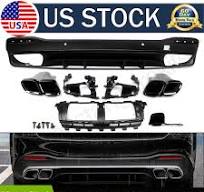 GLS63 Style Rear Diffuser w/ Exhaust Tips for Mercedes GLS X167 Bumper SUV  2021+