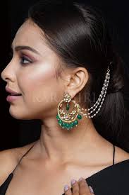 Green Color Earrings For Saree Dark Green Pearl Long New Releases