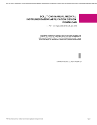 Pdf is a hugely popular format for documents simply because it is independent of the hardware or application used to create that file. Solutions Manual Medical Instrumentation Application Design Download By Rblx83 Issuu