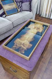 Msot storage ottoman coffee table blue upholstery reversible tray top living room. Contemporary Ottoman Tray With Blue Resin Dama Designs