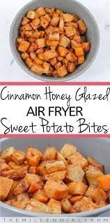 Cinnamon Honey Glazed Air Fryer Sweet Potato Bites The Millennial Sahm Recipe Air Fryer Recipes Healthy Sweet Potatoe Bites Air Fryer Recipes Vegetarian