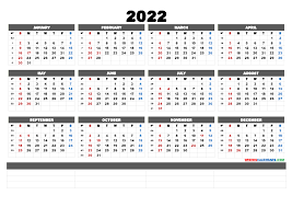 2022 Free Yearly Calendar Template Word Calendarex Com