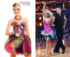 10 Tacky Prom Dresses That Look Like Dancing With The Stars Costumes Dance Outfits Rainbow Prom Dress Prom Dress Trends
