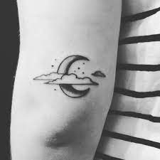 Crescent Moon Clouds Above Left Elbow Cloud Tattoo Cool Chest Tattoos Moon Tattoo Designs
