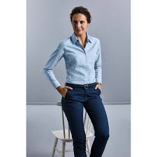 Coupe cintrée, tissu mélange coton polyester en 135 gr/m2 (épaisseur standard). Chemise Oxford Femme Manches Longues Objet Publicitaire J Media