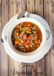 Turkey Vegetable Soup Ground Turkey Mixed Vegetables Beef Broth And Brown Rice Ready In Un Turkey Vegetables Turkey Vegetable Soup Vegetable Soup Healthy