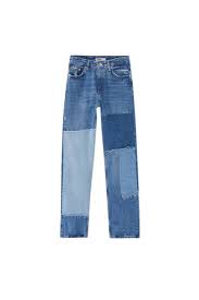 Pull&bear petite high waisted skinny jeans in mid blue. Boyfriend Patchwork Jeans Contains Recycled Cotton Pull Bear