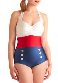 Merry Mariner One Piece Swimsuit Mod Retro Vintage Bathing Suits Modcloth Com Vintage Bathing Suits One Piece Cute Bathing Suits