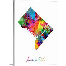 Greatbigcanvas Washington Dc District Of Columbia Map By Michael Tompsett Canvas Wall Art Multi Color Columbia Map Canvas Wall Art Washington Dc