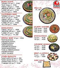 Menu at Sushilicious Original Pacita restaurant, San Pedro