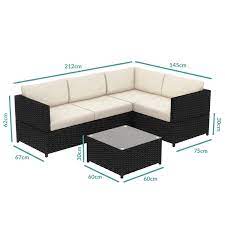 The single sofa dimension is 23.5'' x25'' x31''(l x w x h), size of double. Black Rattan Corner Sofa And Table Set Furniture123
