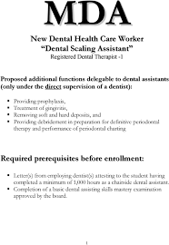 Mda New Dental Health Care Worker Dental Scaling Assistant Pdf