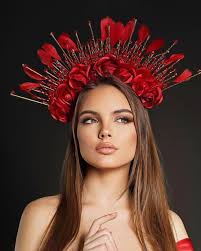 Vilma Crystal Beaded and Rose Detail Crown Buy Now.