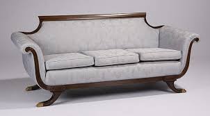 The camelback sofa usually has scrolled arms and is primarily found in english and american furniture. Lot Early 20th C American Empire Style Sofa
