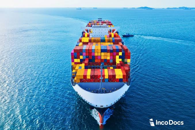 Container ship at port
