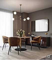 Love This Dining Room With That Gorgeous Warm Rust Brown Velvet On The Chairs And The Beauti Wandfarbe Wohnzimmer Wohnzimmer Design Wandfarben Ideen Wohnzimmer