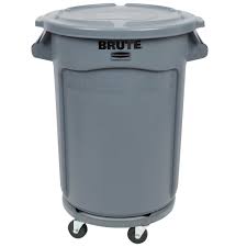 Rubbermaid Brute 32 Gallon Gray Trash Can Lid And Dolly Kit