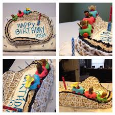 Happy Birthday Rice Krispie Treats Roller Coaster Birthday Cake Coaster Is Made With Rice Krispie Treat And Piped Icing Cars And People Are Gum Past Cake Decorating Supplies Rice Krispies Cake
