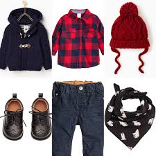 Black And Red Checkered Shirt Outfit Baby Boy Day Off Outfit Idea Red Checkered Shirt Dark Blue Trousers Navy Coat Black Bandana Baby Boy Winter Outfits Boys Winter Clothes Winter Baby Clothes