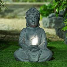 The most common meditating buddha statue material is metal. Meditating Buddha Garden Statue With Solar Light On Sale Overstock 20463700