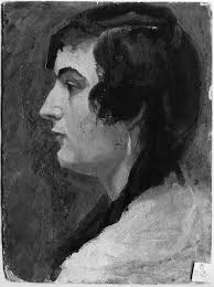 ritratto di donna di profilo dipinto 1900