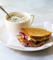 Roasted Cauliflower Soup With Grilled Cheese Recipe Recipes Roasted Cauliflower Soup Cauliflower Soup