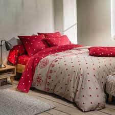 Couette naturelle, 30% véritable duvet de canard a. Edelweiss Print Cotton Duvet Cover Beige Red La Redoute Interieurs La Redoute