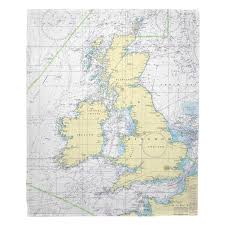 British Isles Nautical Chart Blanket