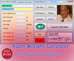 Hazen Williams Calculator For Head Loss Calculations