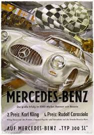 Mercedes Mille Miglia Mercedes Benz 300 Vintage Racing Poster Benz