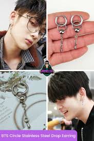 Bts Circle Stainless Steel Drop Earring Mens Earringsguy Bts Earrings Tiny Stud Earrings Tourmaline Earrings