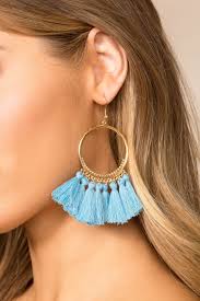 In The Loop Light Blue Tassel Earrings By Priceless