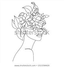 Abstract woman face with flower in hair one line drawing. Woman Face With Beautiful Flower In Hair Vector Sketch Isolat Vector Illustration C Rusyn Viktoriia 3484620 Stockfresh