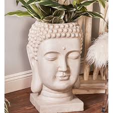 Classic Modern Planter Features A Planter Inspired After Buddha S Head Made From Solid Fiber Clay Carefully Carved Wit Planters Clay Flower Pots Buddha Flower