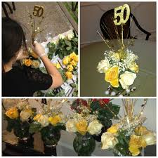 Maybe you would like to learn more about one of these? Made These Floral Arrangements For My Mom S 50th Birthday Party Spray Painted The Roses And Gold Glitter Spray Paint Moms 50th Birthday 50th Birthday Themes