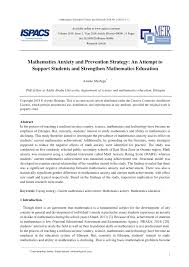 Pdf Mathematics Anxiety And Prevention Strategy An Attempt To Support Students And Strengthen Mathematics Education