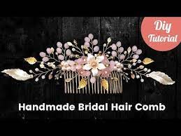 Diy Golden Bridal Hair Comb Tutorial Eng Subs Youtube Bridal Hair Comb Handmade Bridal Hair Comb Wedding Hair Accessories
