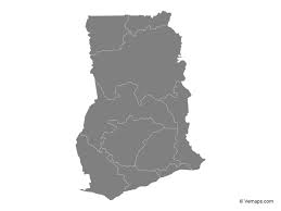 Maps of neighboring countries of ghana. Grey Map Of Ghana With Regions Free Vector Maps